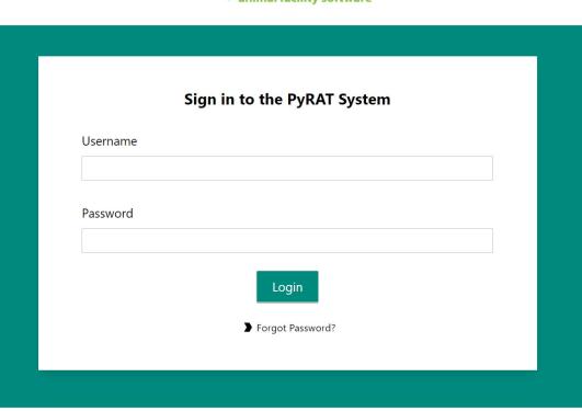 The signinpage to PYRAT