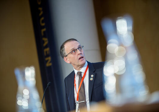 Professor Peter M. Haugan at the SDG Conference Bergen in February 2018, chairing a special event on SDG14. 