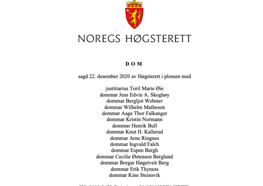 Bilde av forsiden av Høyesteretts dom. 