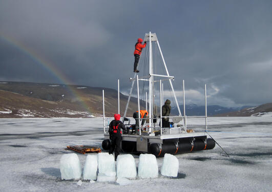 Coring on ice in polar Ural